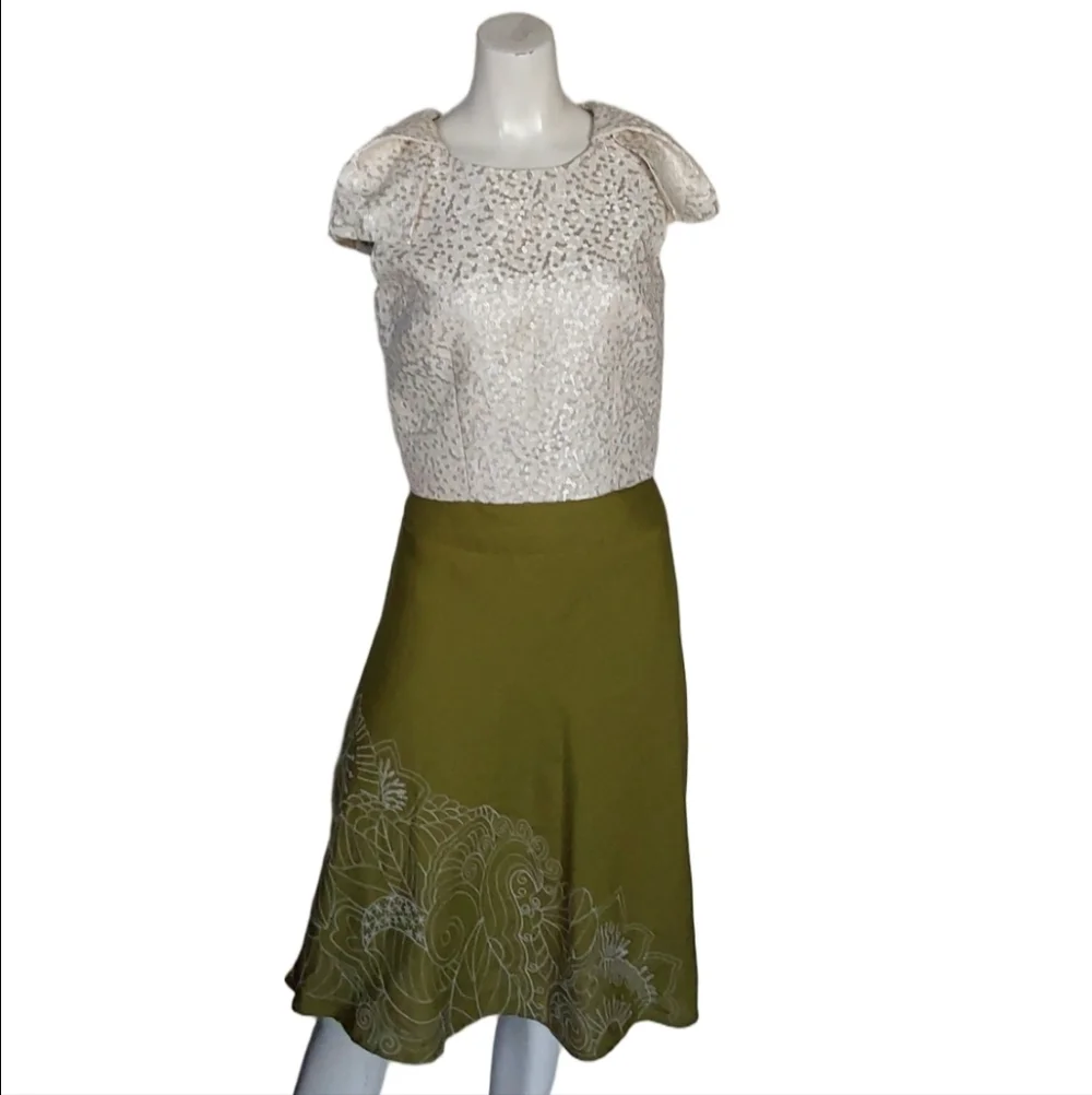 Olive Green Floral Women's Skirt‎